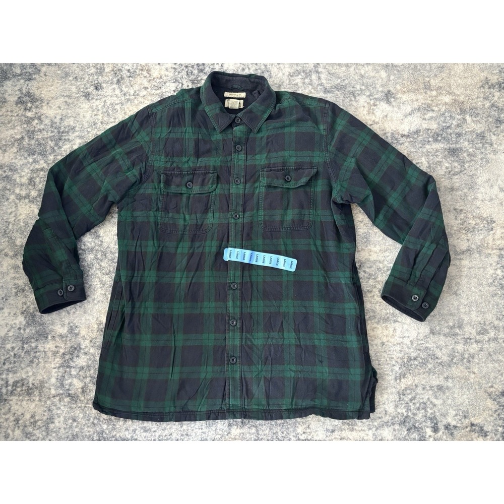 LL BEAN Traditional Fit‎ fleece lined plaid flannel shirt jacket XL T tag 298190